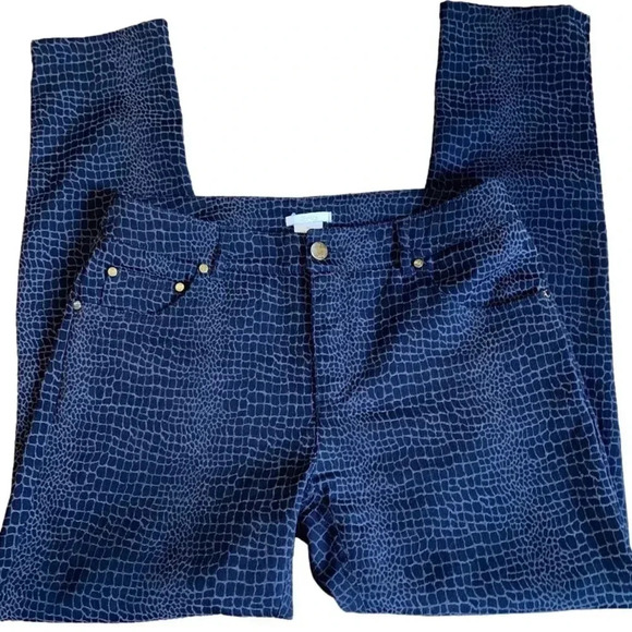 Eric Women's Black Snake Skin Textured Skinny Stretchy Jeans Pants Plus Size 10 - Picture 1 of 10